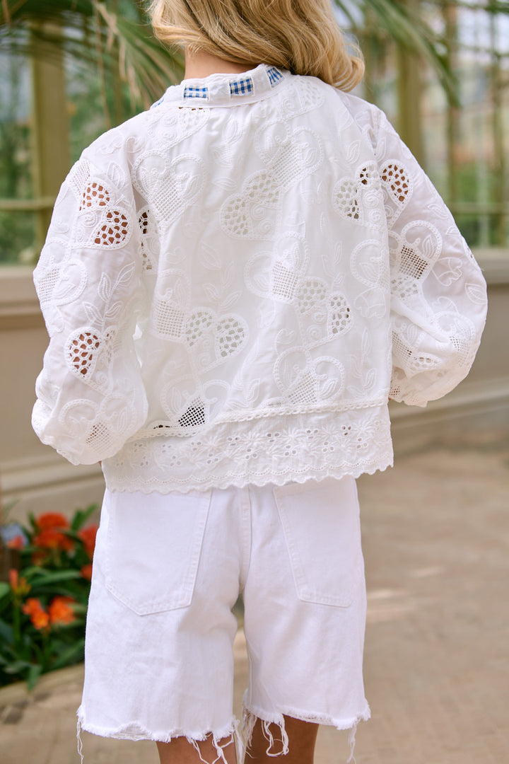 Heritage Gingham Eyelet Top