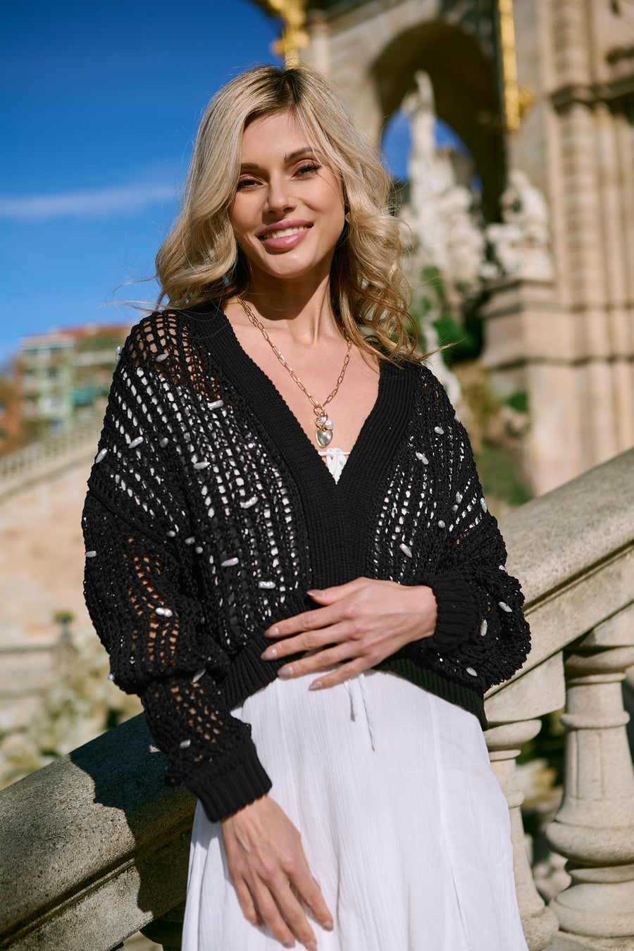 Coastal Shell Sequin Cardigan