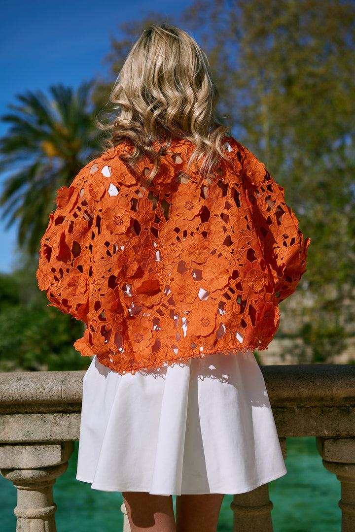 Floral Lace Cut Out Bolero