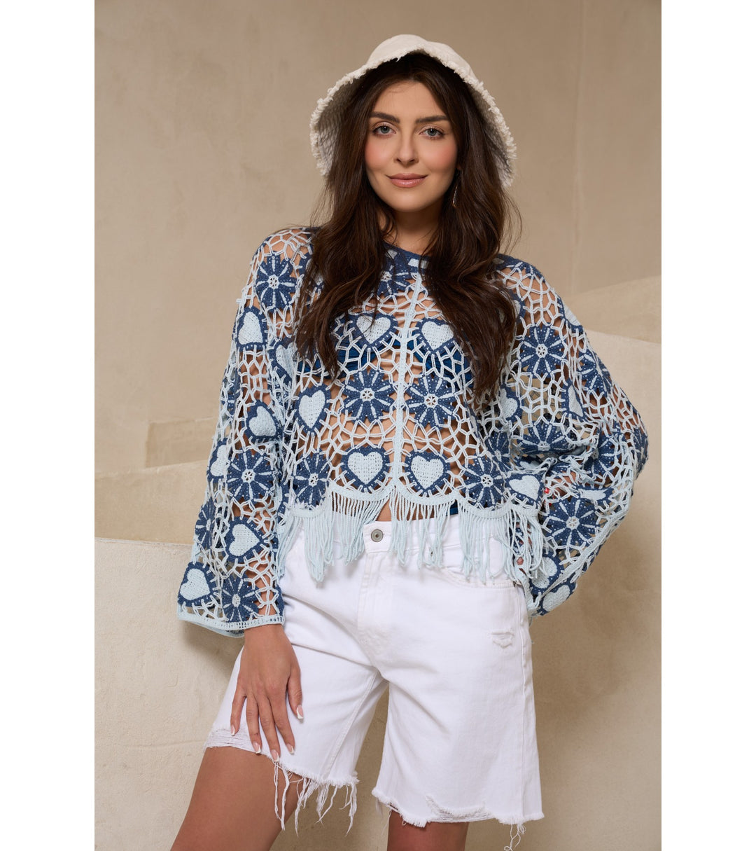 Flower Heart Crochet Poncho