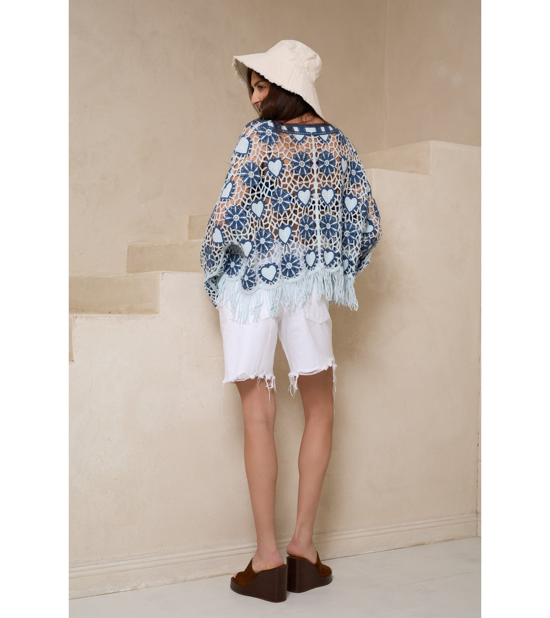 Flower Heart Crochet Poncho