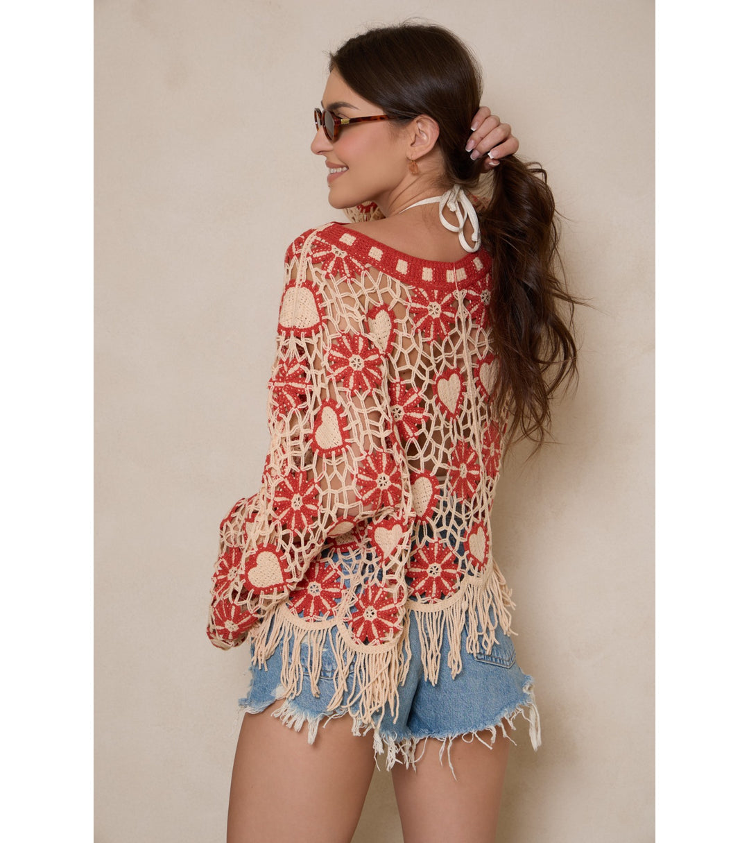 Flower Heart Crochet Poncho