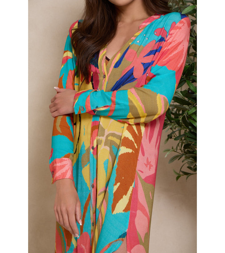 Tropical Buttoned Kaftan
