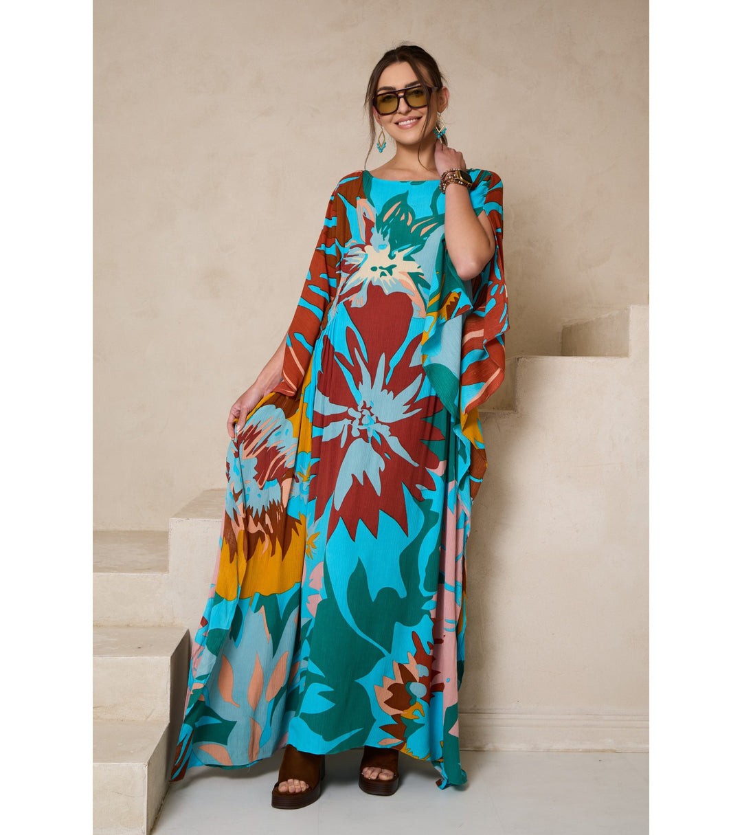 Polychromatic Flowery Kaftan