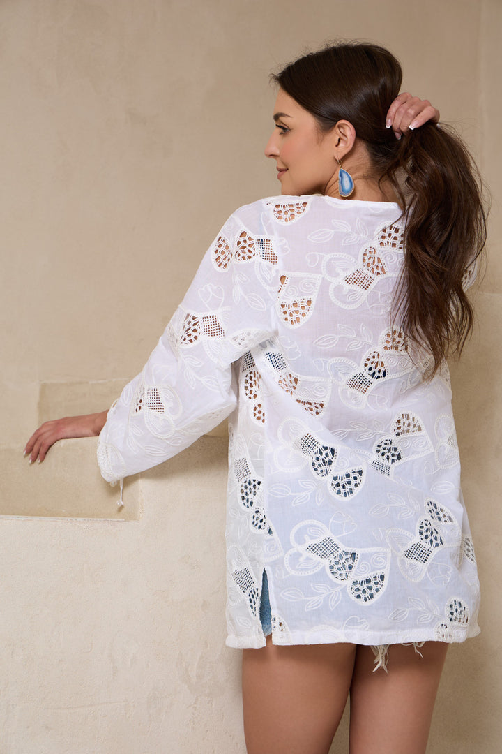 Heart Eyelet Short Kaftan