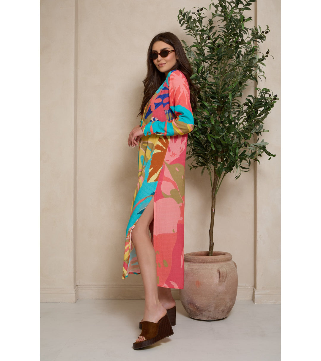 Tropical Buttoned Kaftan