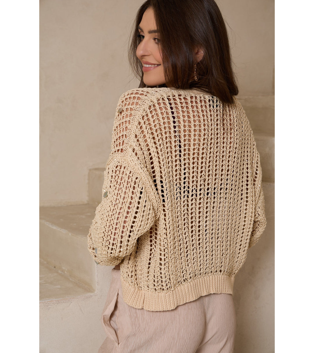 Coastal Shell Sequin Cardigan