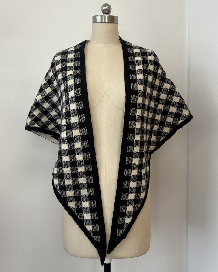 Gingham Knit Triangle Wrap