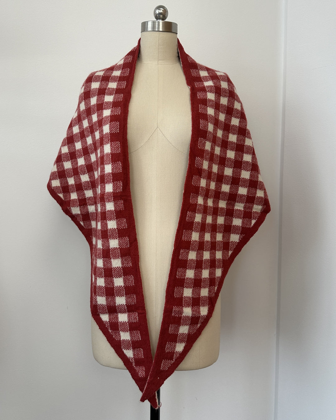 Gingham Knit Triangle Wrap