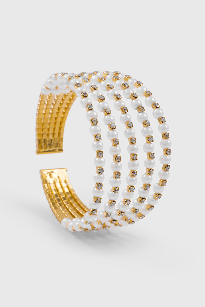 Beaded Pearl Cuff Bracelet