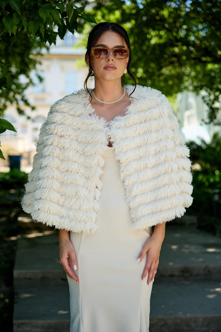 Faux Fur Tasseled Capelet