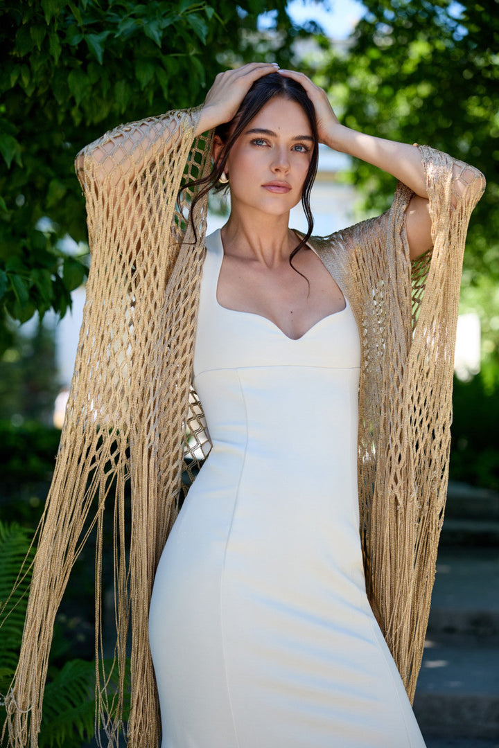 Metallic Fringe Kimono