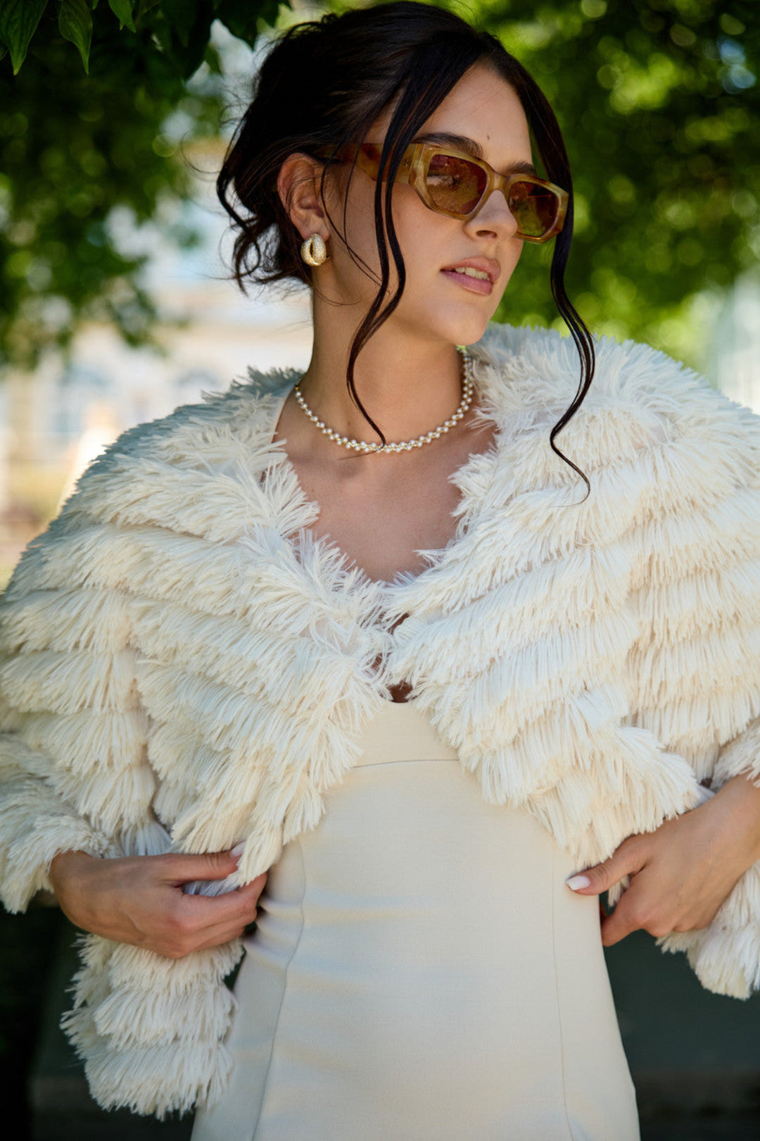Faux Fur Tasseled Capelet