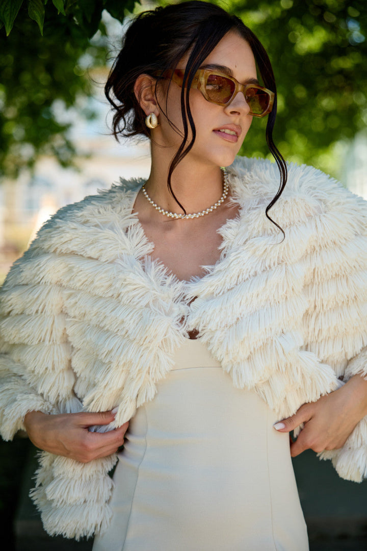 Faux Fur Tasseled Capelet