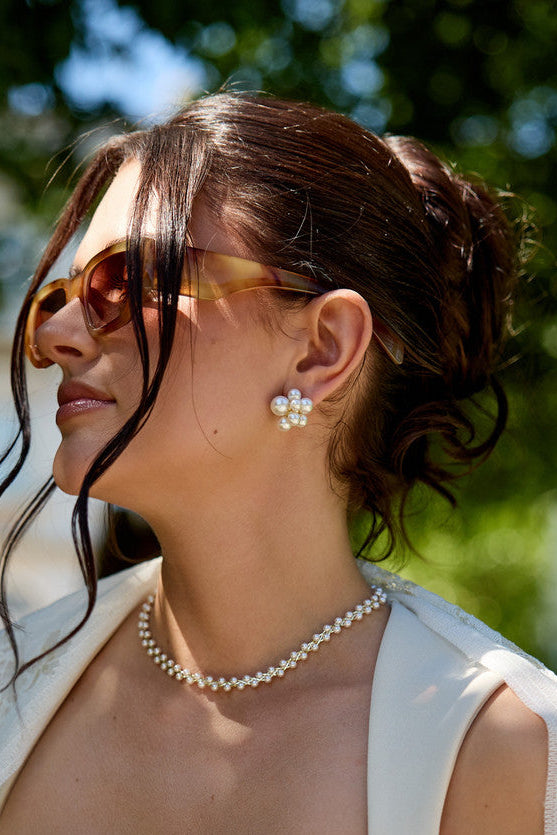 Pearl Cluster Stud Earrings