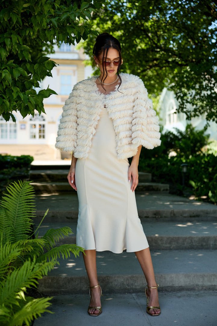 Faux Fur Tasseled Capelet