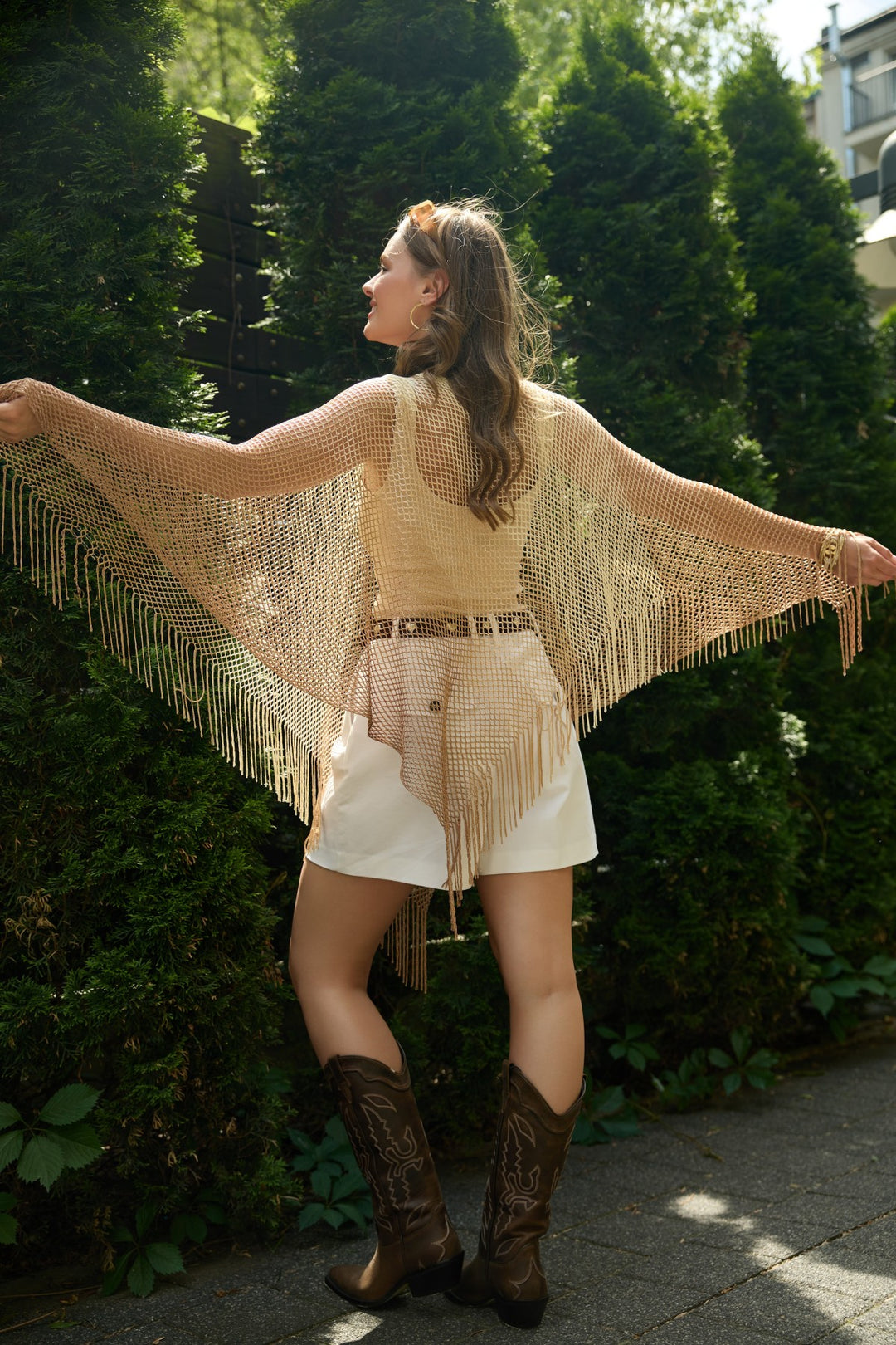 Metallic Fringe Poncho