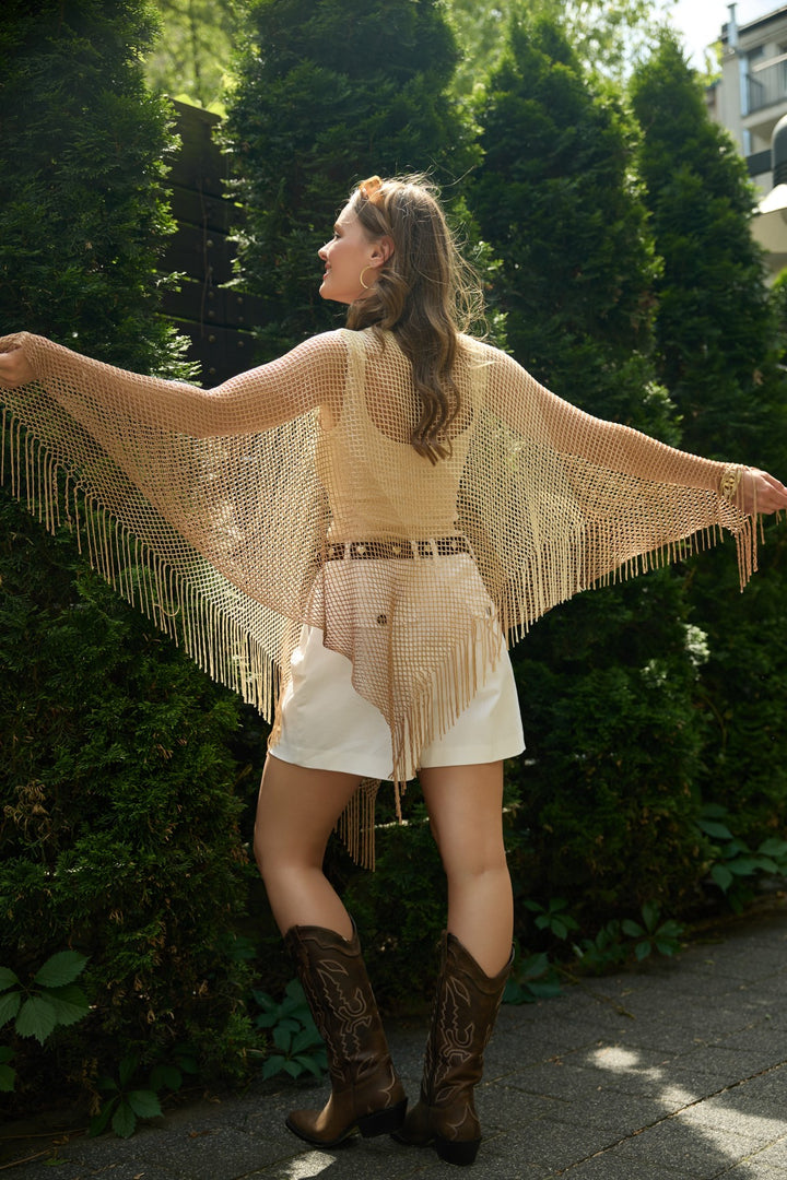 Metallic Fringe Poncho