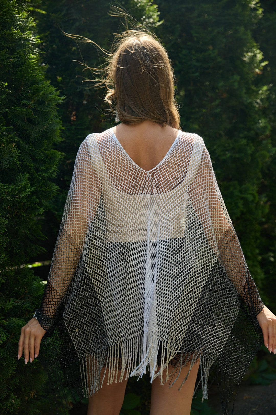 Metallic Fringe Poncho