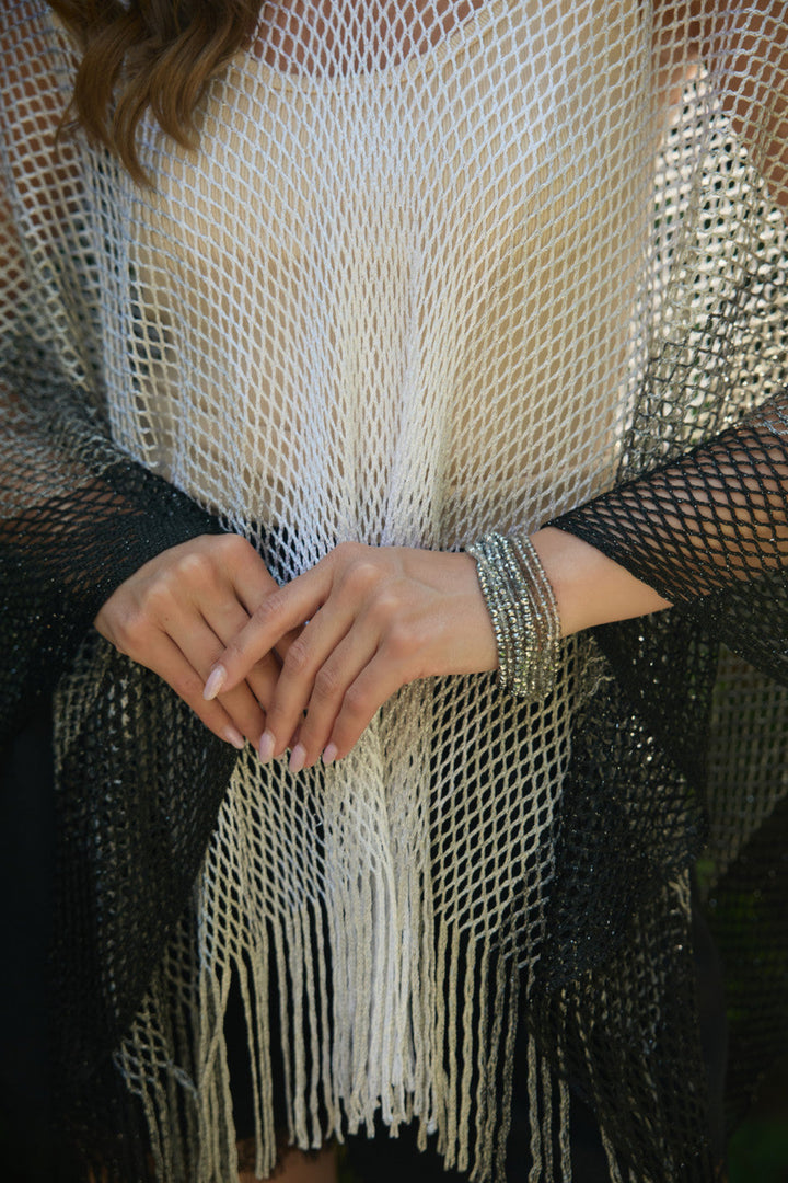 Metallic Fringe Poncho