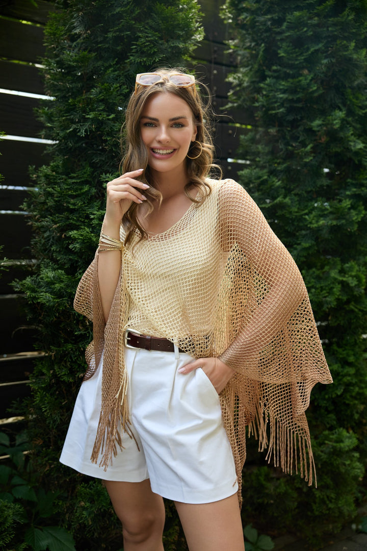 Metallic Fringe Poncho