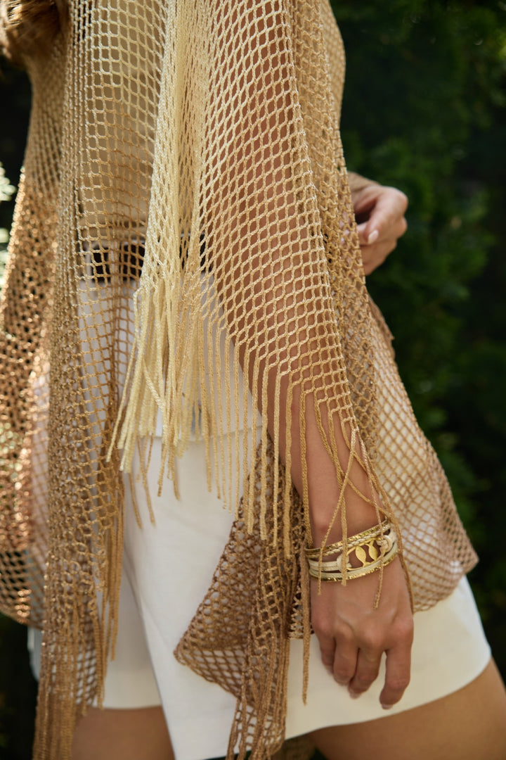 Metallic Fringe Poncho