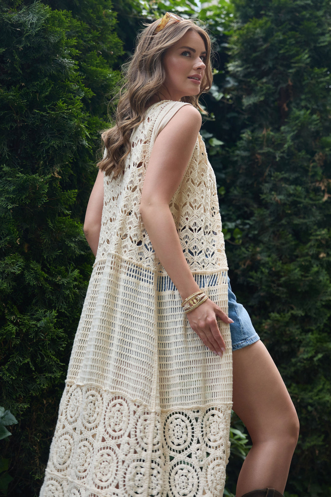 Lace Open Woven Cover Up