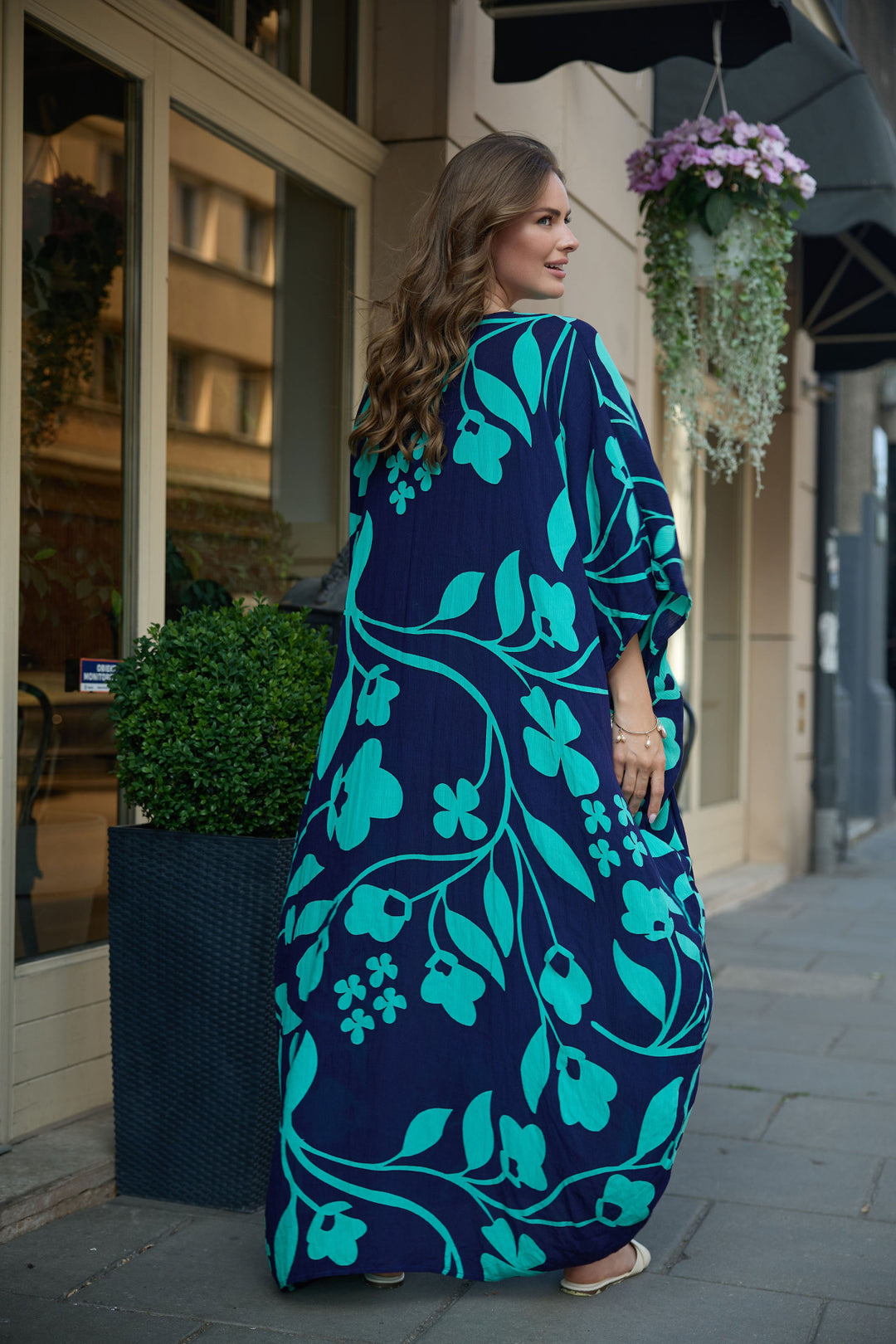 Shadow Floral Print Maxi Kaftan
