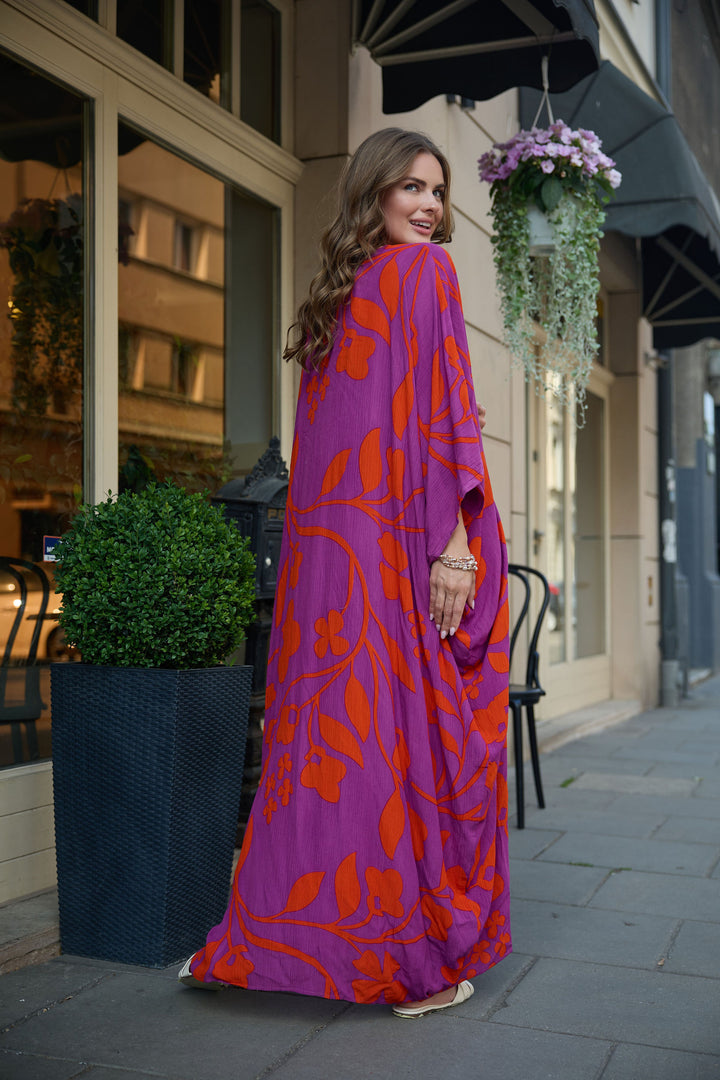 Shadow Floral Print Maxi Kaftan