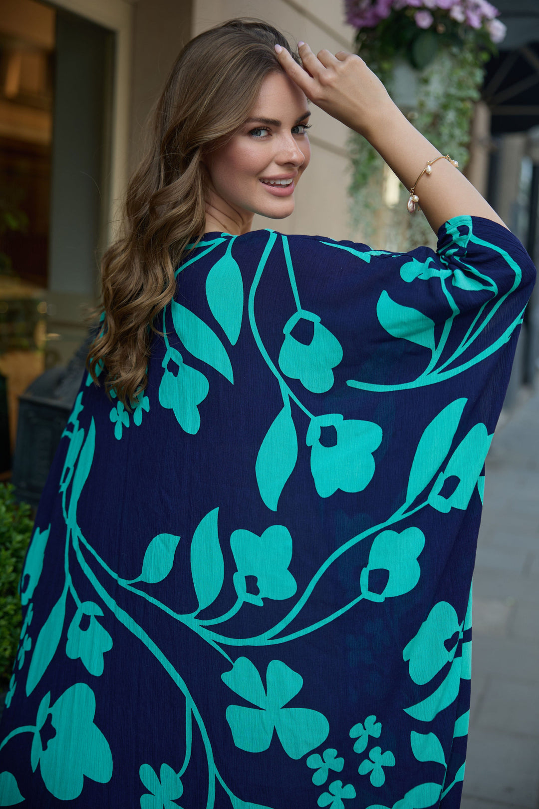 Shadow Floral Print Maxi Kaftan
