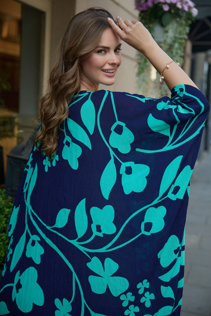 Shadow Floral Print Maxi Kaftan