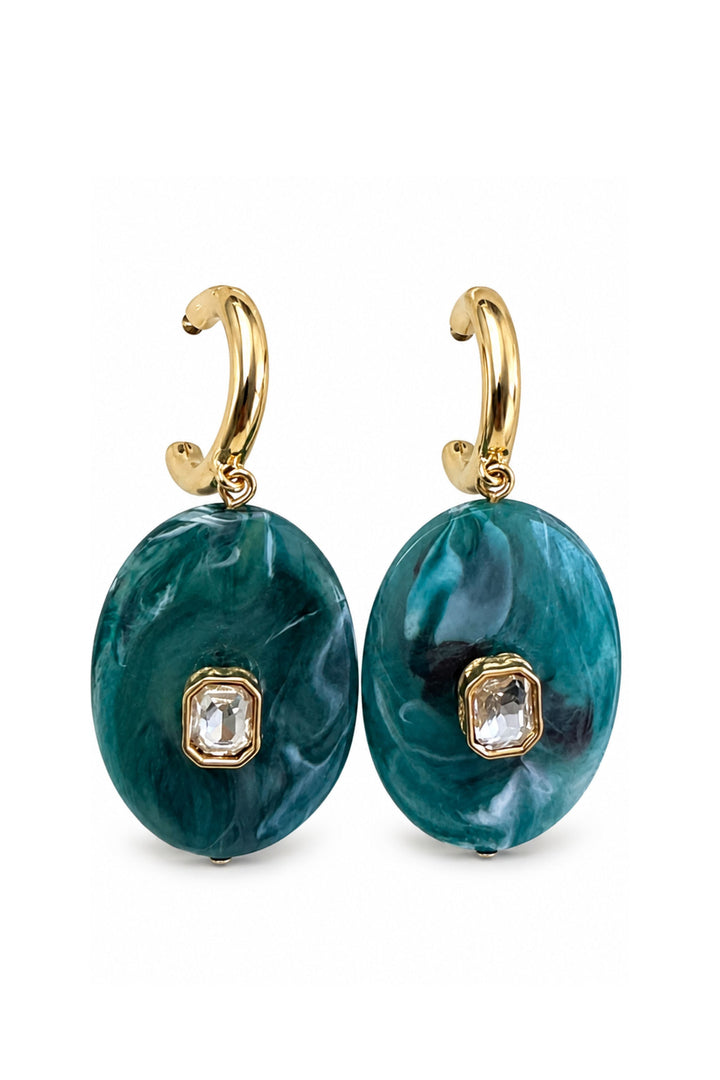Resin Disc Crystal Drop Earring