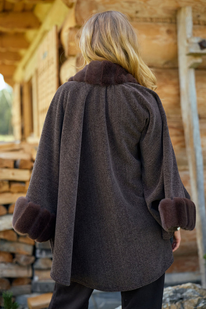 Luxe Faux Fur Trim Cape