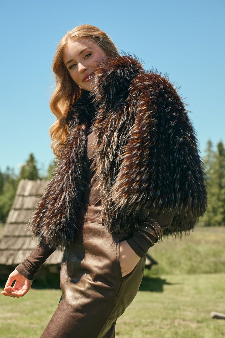 Upturned Collar Fur Capelet