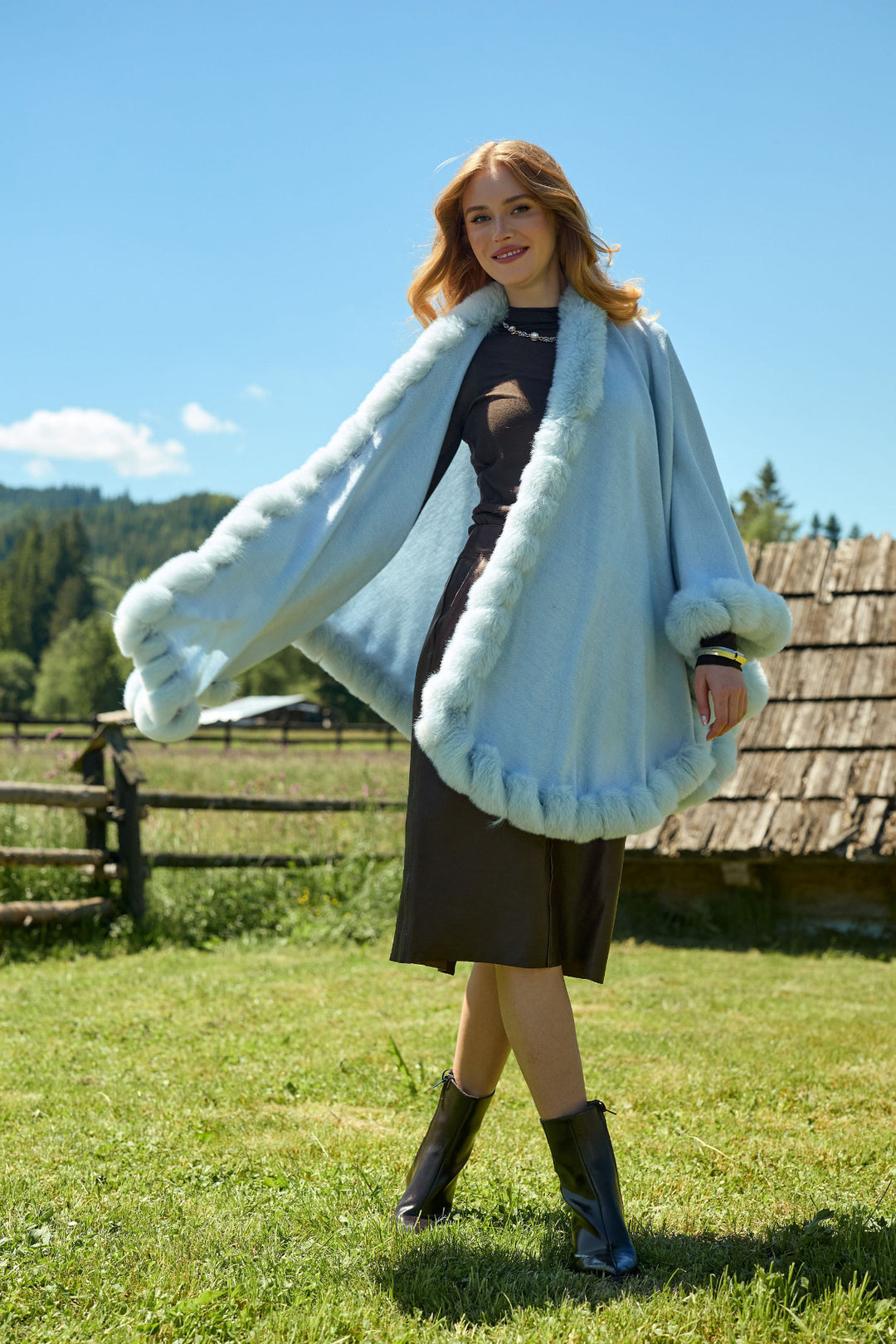 Faux Fur Cape Kimono