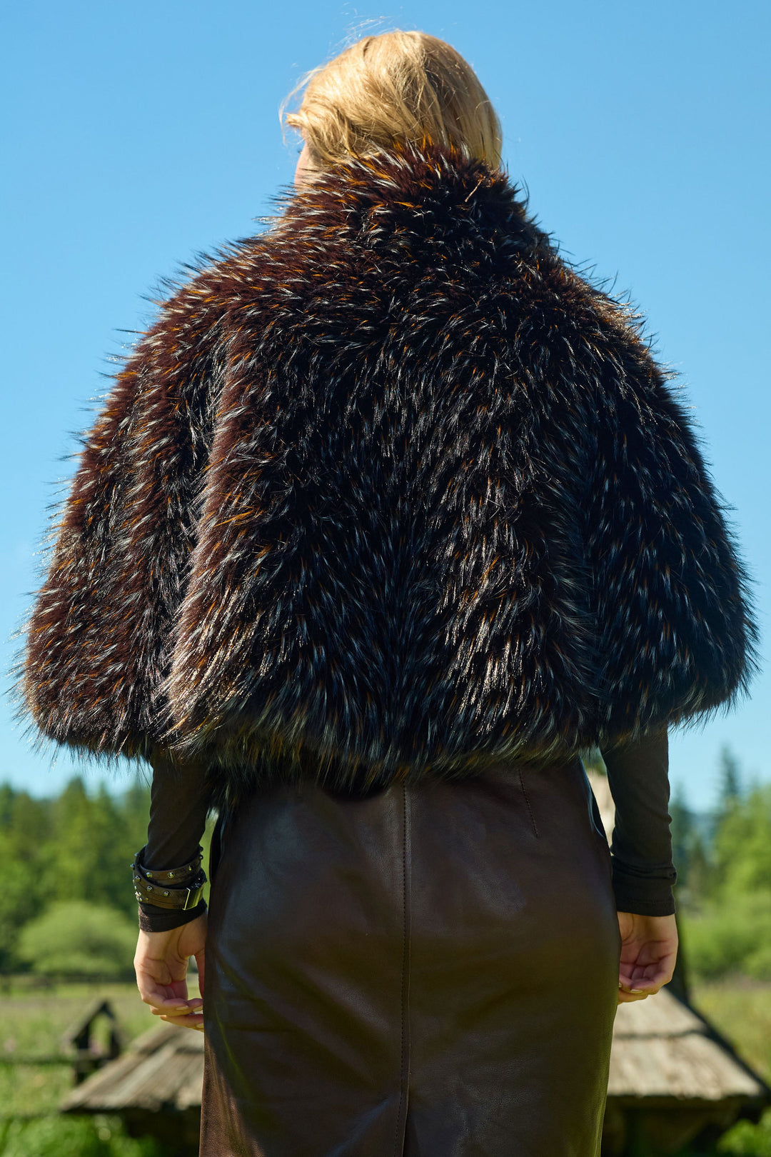 Upturned Collar Fur Capelet