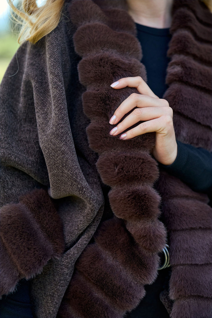 Luxe Faux Fur Trim Cape