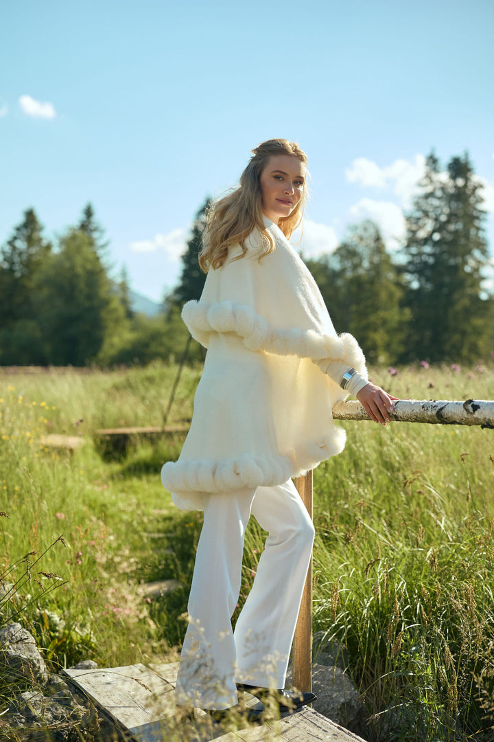 Layered Faux Fur Cape Kimono