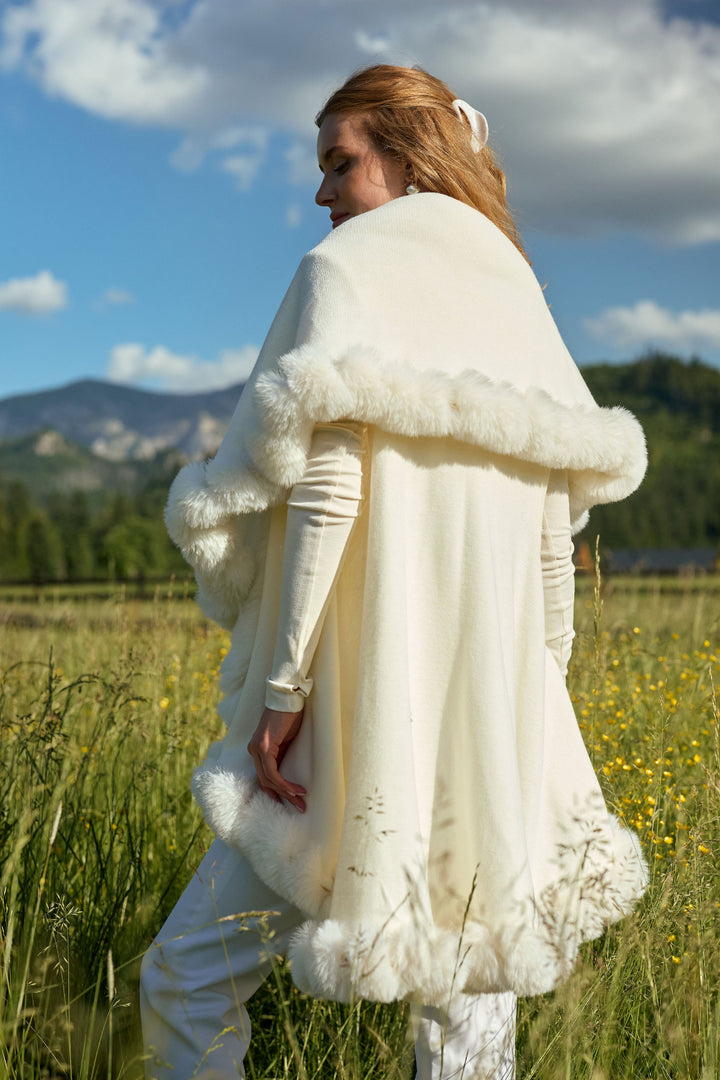 Layered Faux Fur Cape Kimono