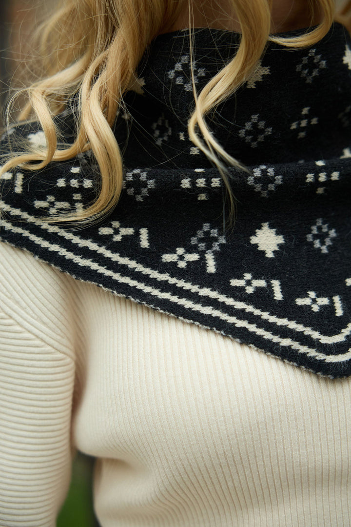Foulard Knit Triangle Scarf - Black