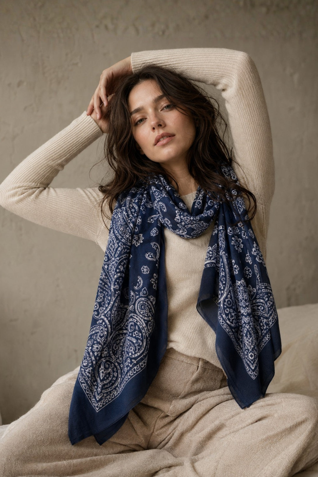 Paisley Border Fringe Scarf