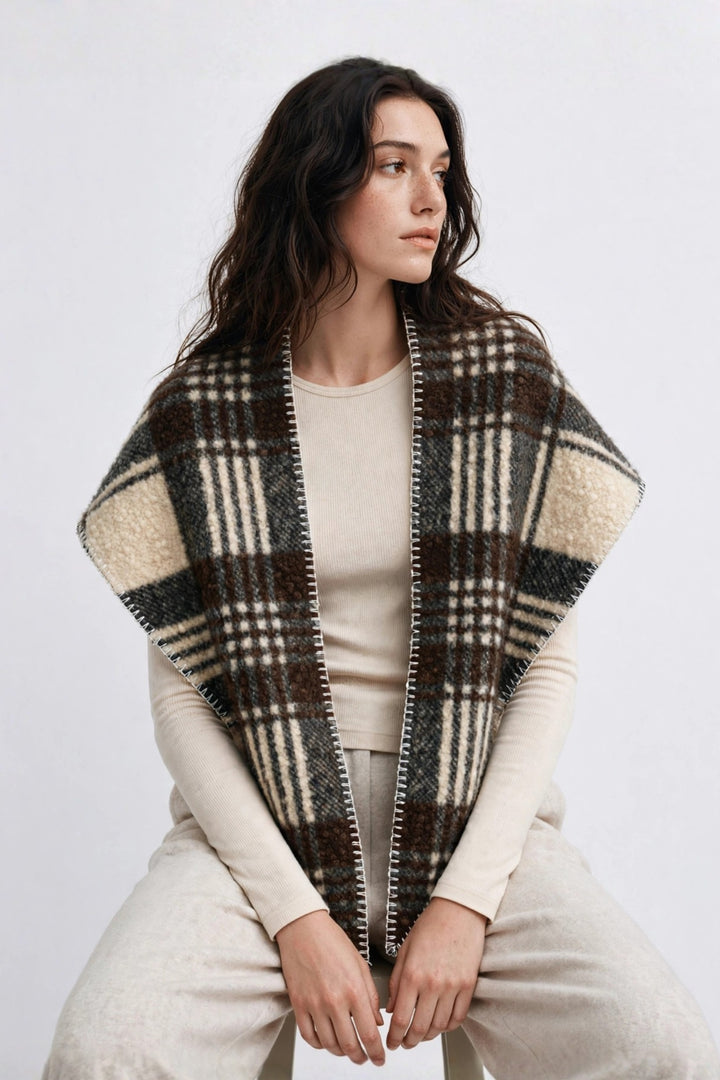 Sherpa Plaid Triangle Scarf