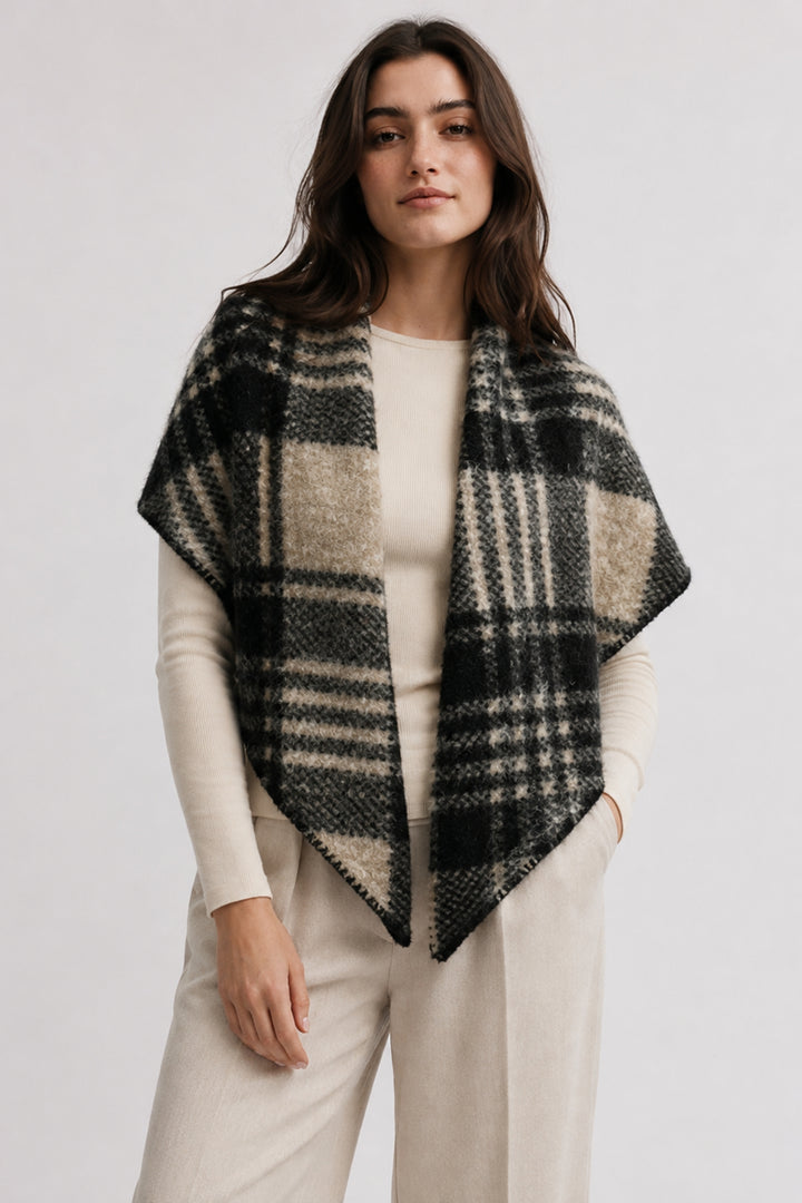 Sherpa Plaid Triangle Scarf