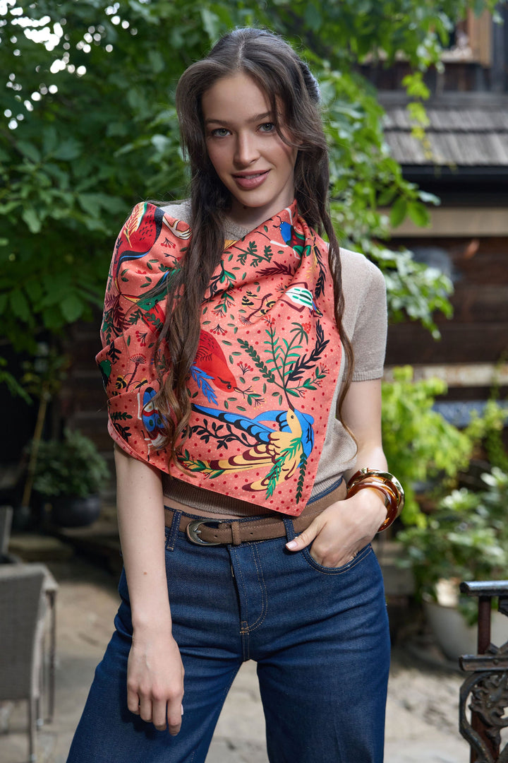 Aviary Botanical Oversized Bandana - Orange Multi