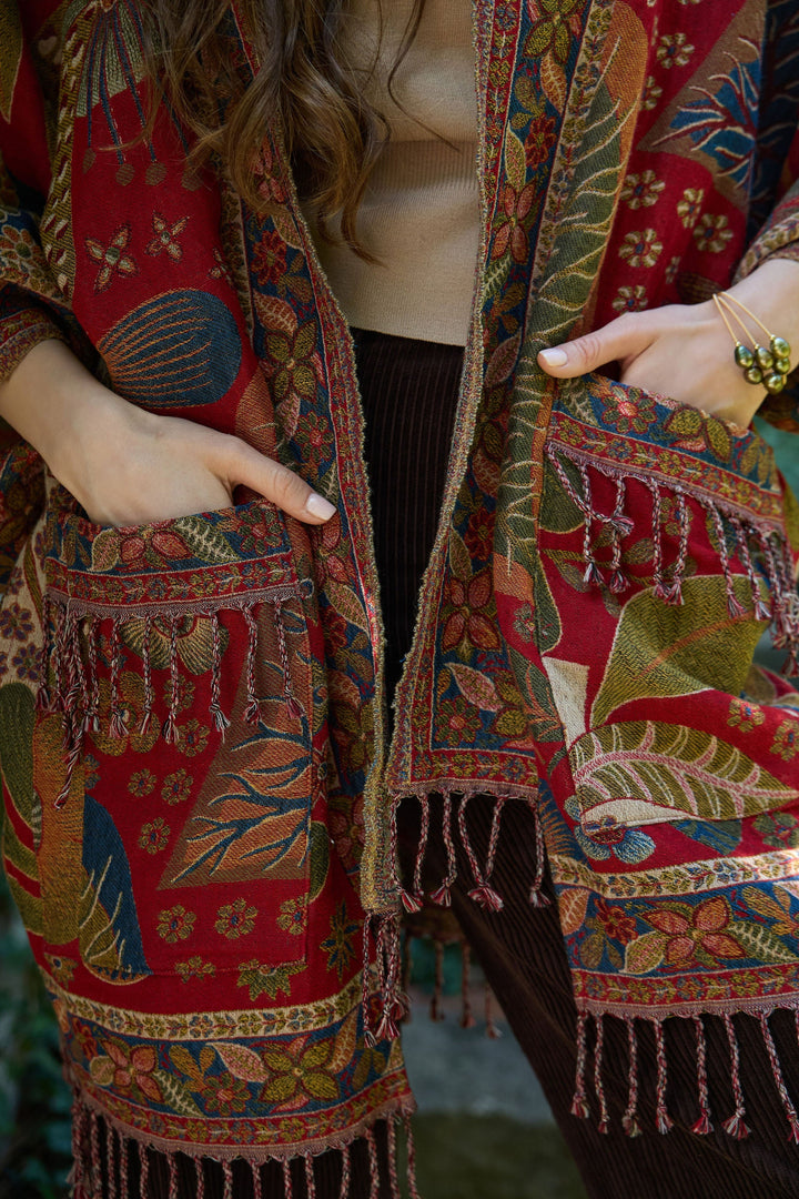 Botanical Tapestry Woven Kimono - Multi