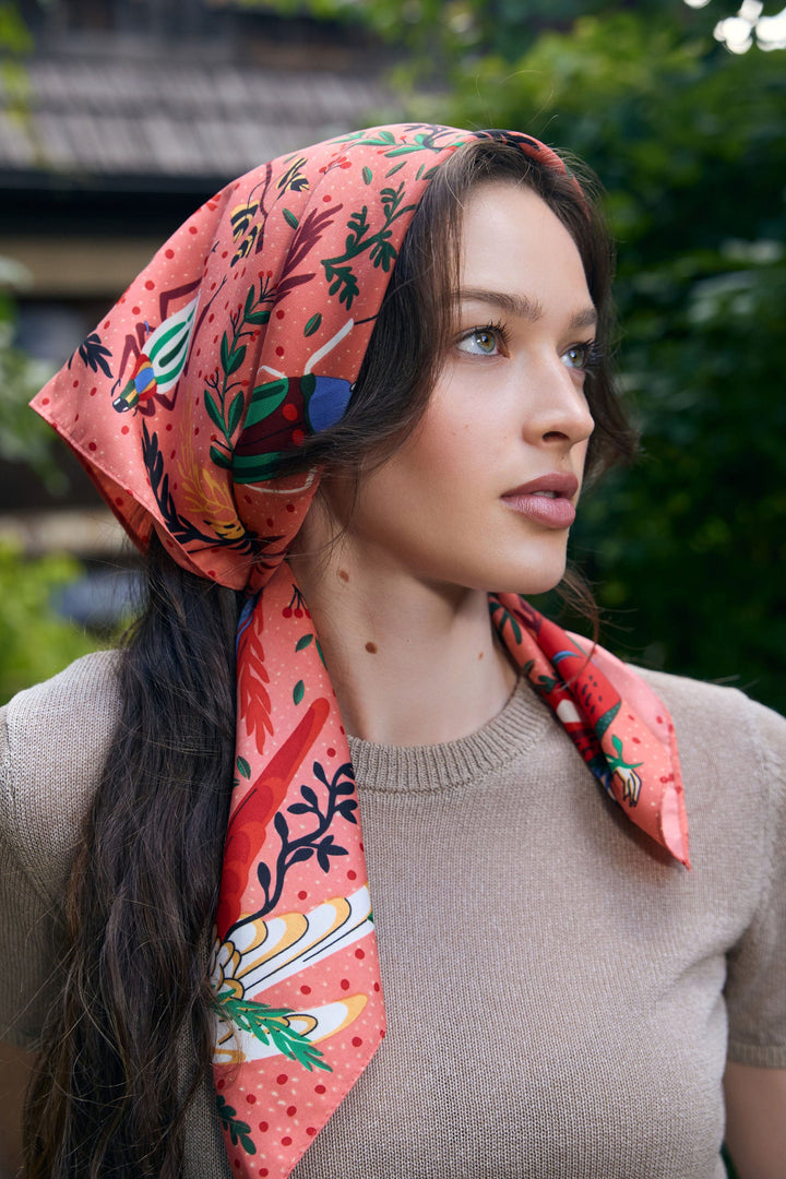 Aviary Botanical Oversized Bandana - Orange Multi