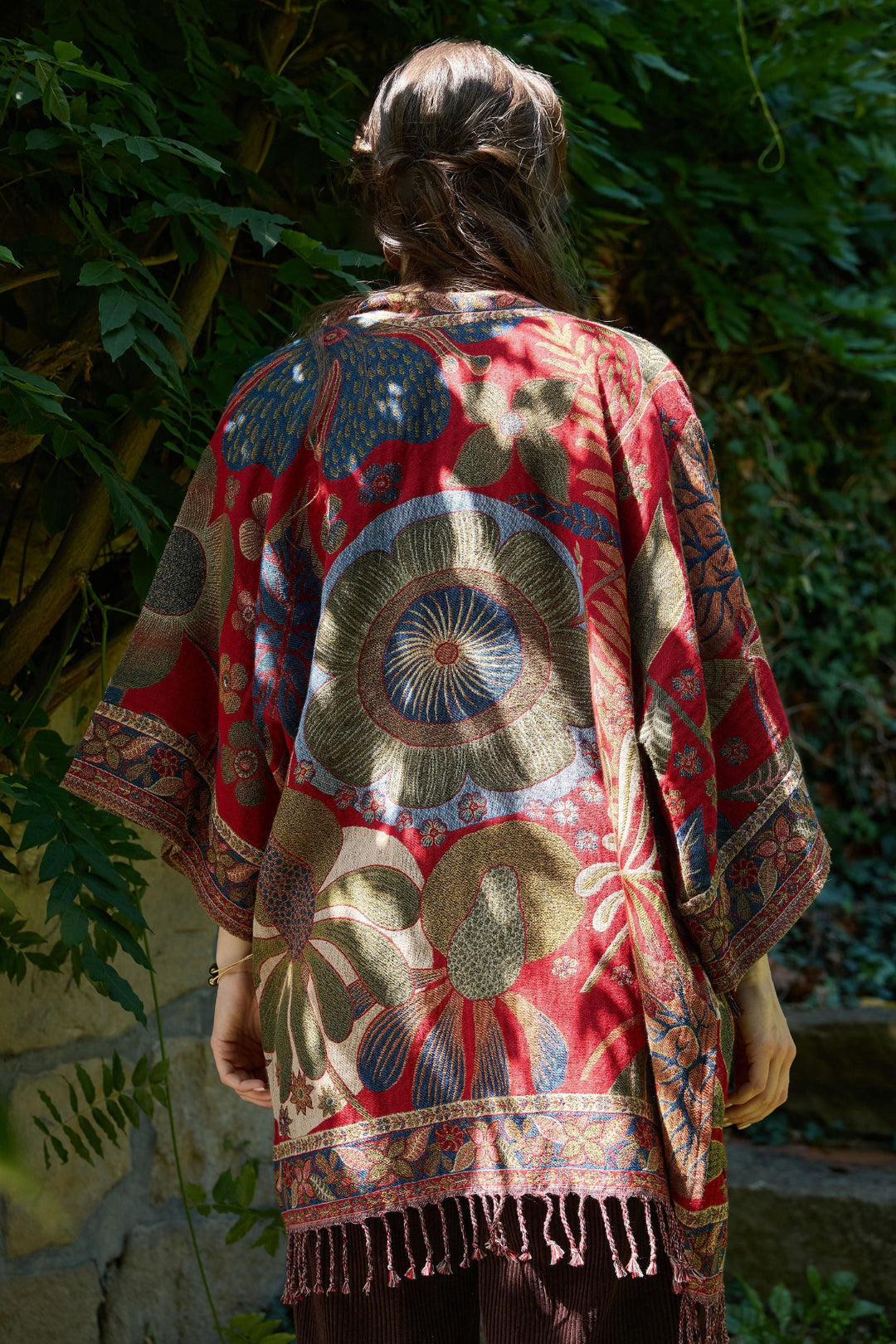 Botanical Tapestry Woven Kimono - Multi