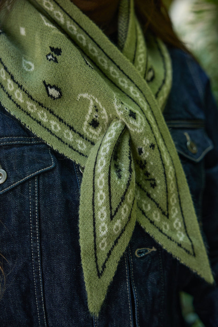 Paisley Pull Through Triangle Scarf - Olive