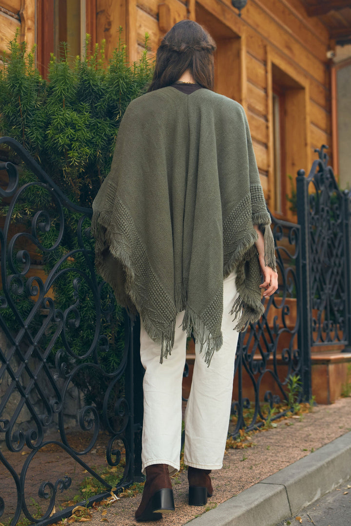 Tara Fringed Kimono - Green