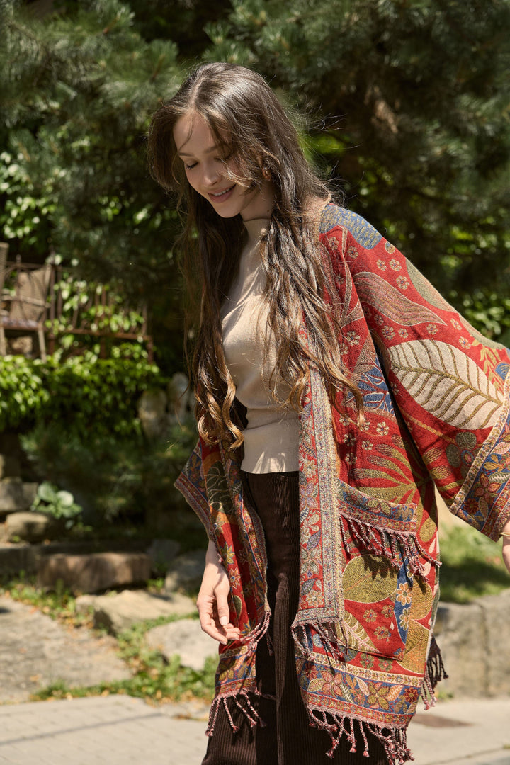 Botanical Tapestry Woven Kimono - Multi